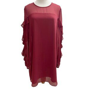 BCBGeneration Women's Size M Loose Fit Long Sleeve Mini Shift Dress Deep Red NWT